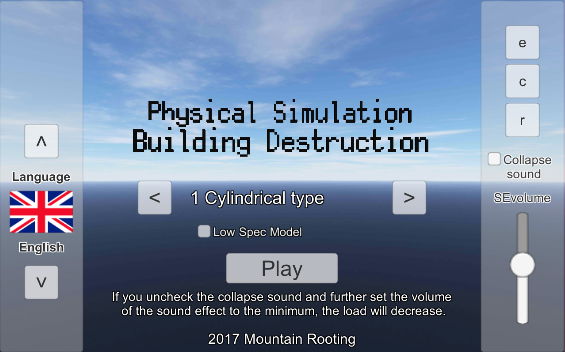 Destruction de bâtiment de simulation de physique
